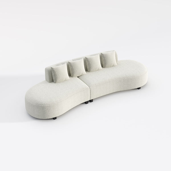 Skye Milky White Curved Fabric sofa Designer/contemporary/ Modern