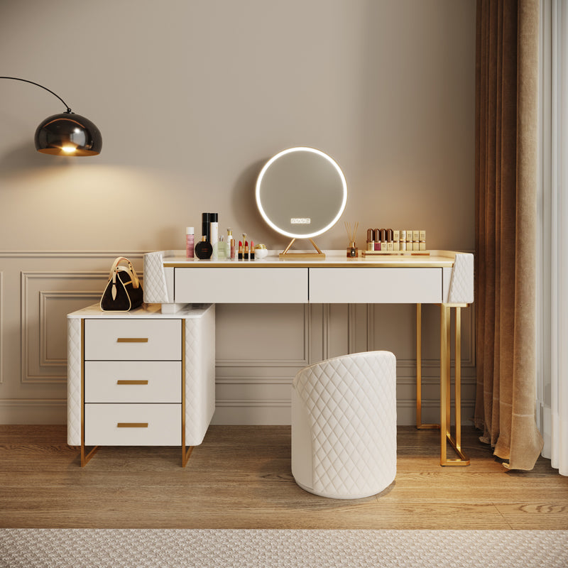 Deah Dressing Table With Illuminated Mirror/White Ceramic Top Dresser/ Diamonds Home Furniture Deah Dressing Table With Illuminated Mirror/White Ceramic Top Dresser/ Diamonds Home Furniture