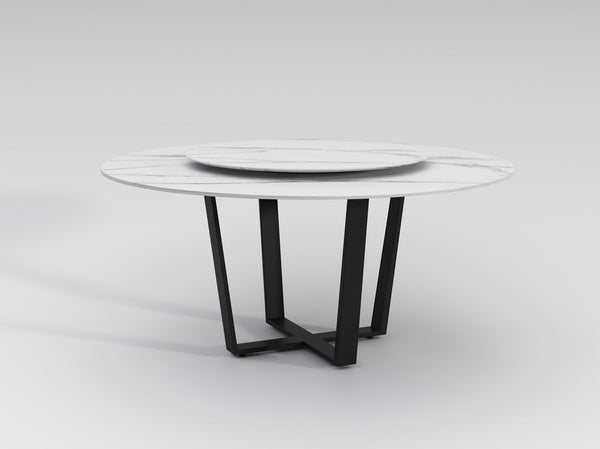 Latern Round Matte Ceramic Tabletop Dining Table/ Lazy Susan/Steel legs/Matte White Ceramic