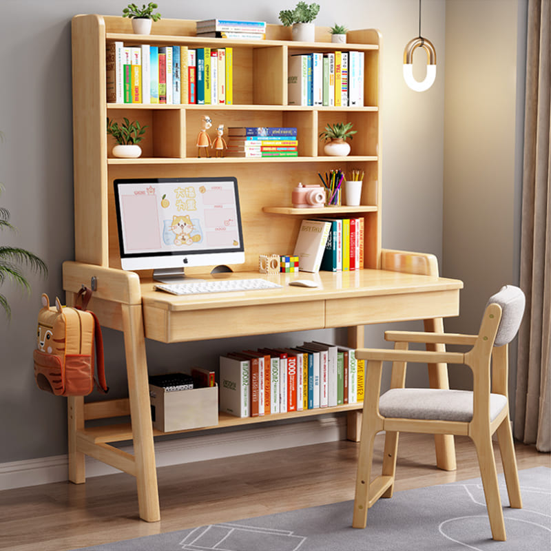 Bahid Study Desks/Solid Wood Study Desk with Shelf/Home Office
