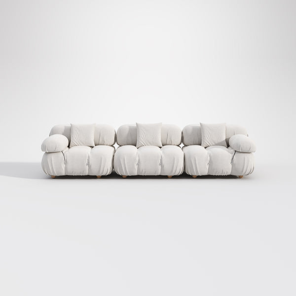 Modular White Boucle Fabric Upholstery Sofa /Designer/Contemporary/Three Seater