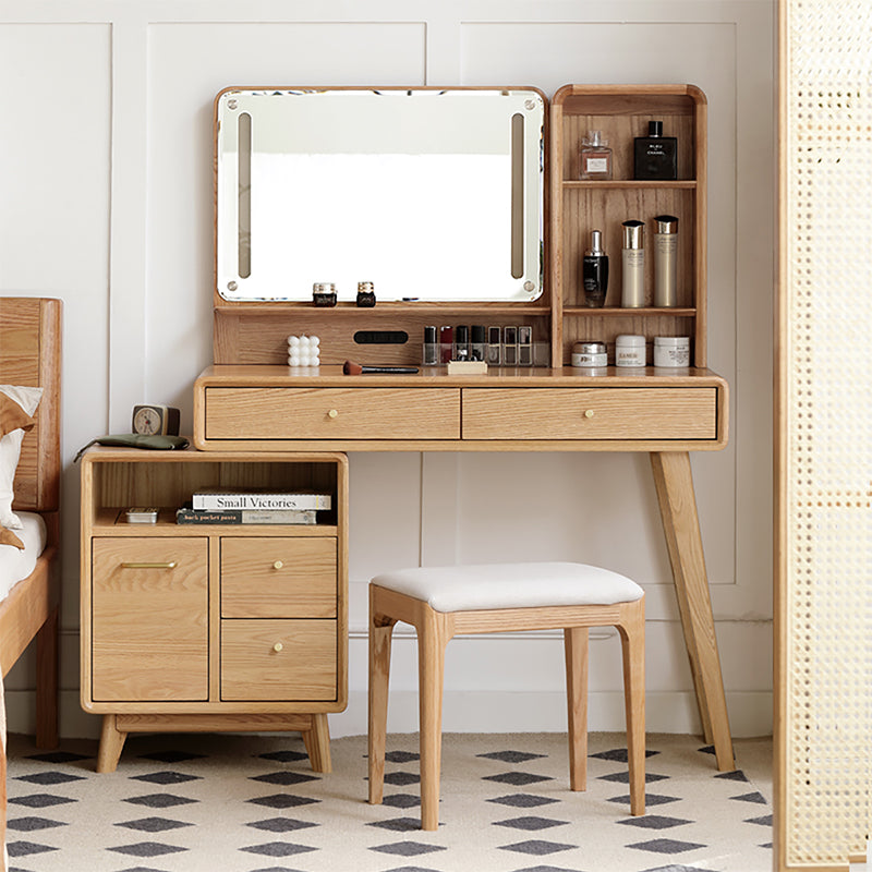 Nicholas 100cm FAS-Graded Solid Oak Wood Bedroom Vanity Table with Dra ...