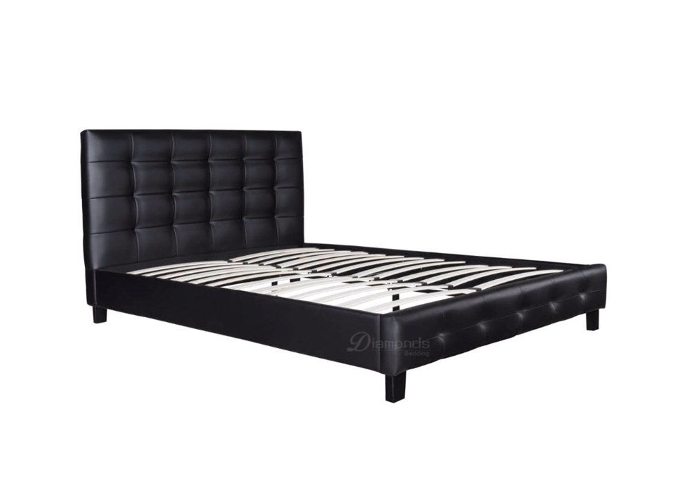 LEON Black Luxe PU Leather Upholstery Bed Frame > – Furniture Stores Sydney