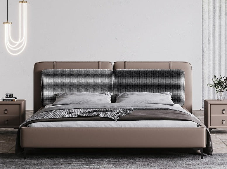 Alwyn Chidorigrid Leather & Fabric Bed Frame > Furniture Stores Sydney