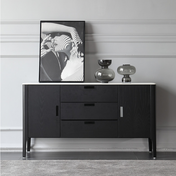 DERIAN Buffet Sideboard Cabinet with Marble top/Modern/Minimalist/Pinewood