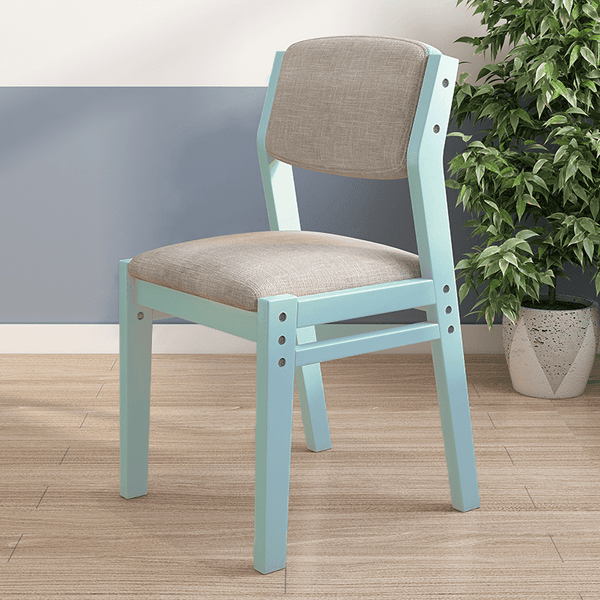 Selee Height-Adjustable Solid Timber Study Chair/ Dining Chair/Rubberwood/Cotton and Linen/Blue