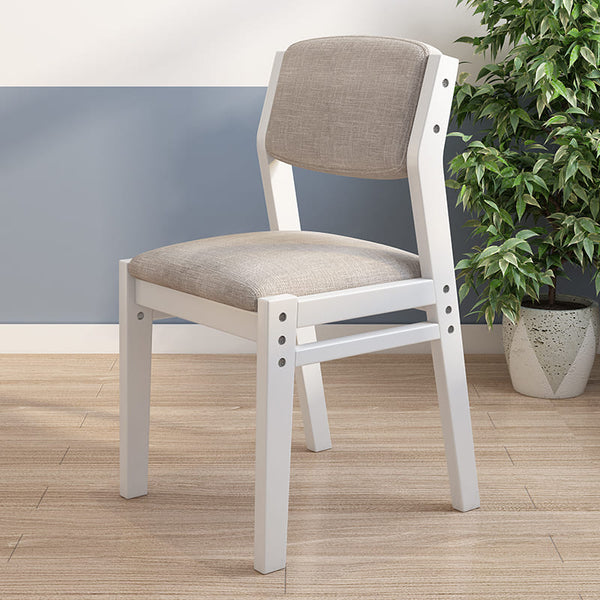Selee Height-Adjustable Solid Timber Study Chair/Dining Chair/Rubberwood/Cotton and Linen/White
