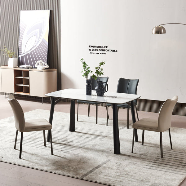 Postma Minimalist Dining Table With White Microcrystal Stone Top/140cm