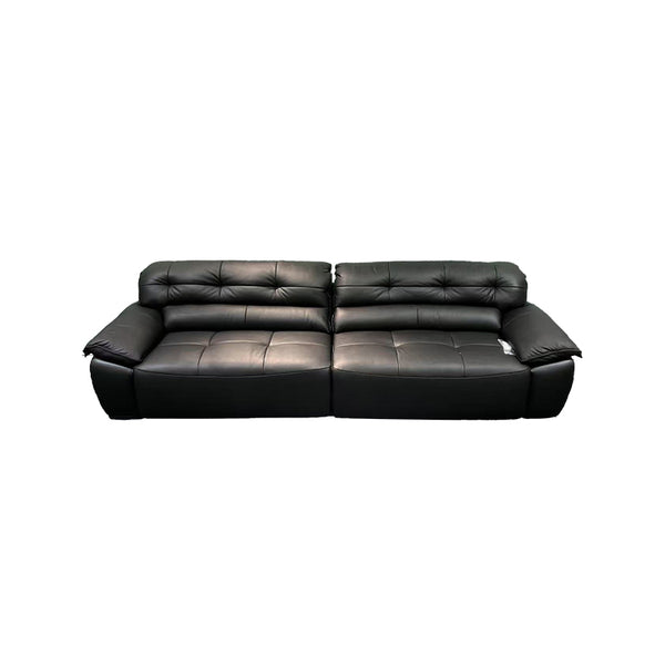 Black Leather Power Retractable Sofa Bed/Dual Electric Extended Sleeper Couch