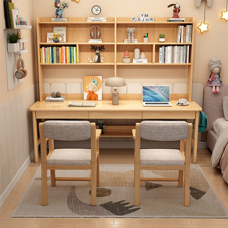 Study Racks Wood Trejan Solid Wood Study Desk with Book Shelves and Drawers/Rubberwood ...