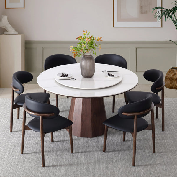 Yezo Ceramic Round Dining Table/Solid Timber Base/with 4 or 6 Dining Chairs