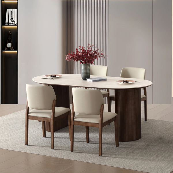 Reitz (set B) Oval Dining Table 180cm with Dining Chair One Set 4 chairs/ 6 chairs