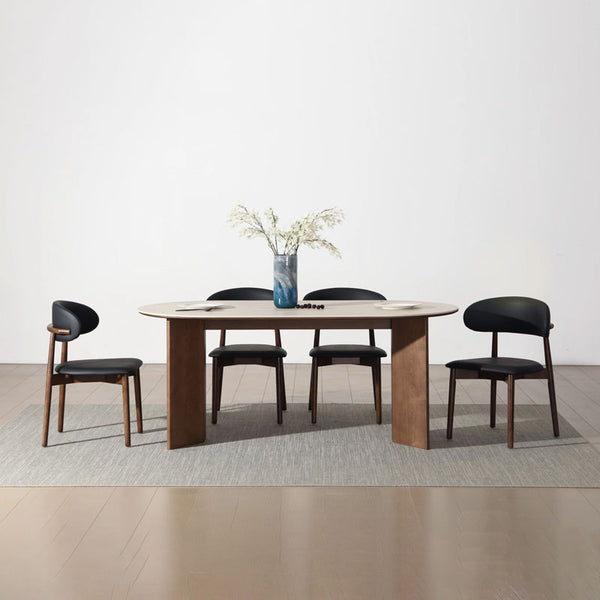 Cionne  (set A) Oval Matte Stone Top Dining Table 160cm/180cm with 4 chairs/ 6 chairs