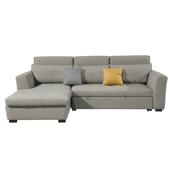 Ariee L-Shape Three Seater Storage Sofabed/Pet Friendly Leather Upholstery/Chaise