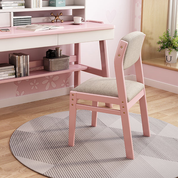 Selee Height-Adjustable Solid Timber Study Chair/ Dining Chair /Rubberwood/Cotton and Linen/Pink