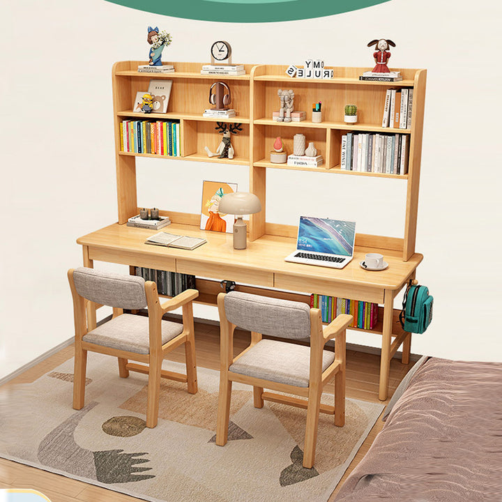 Study Racks Wood Trejan Solid Wood Study Desk with Book Shelves and Drawers/Rubberwood ...
