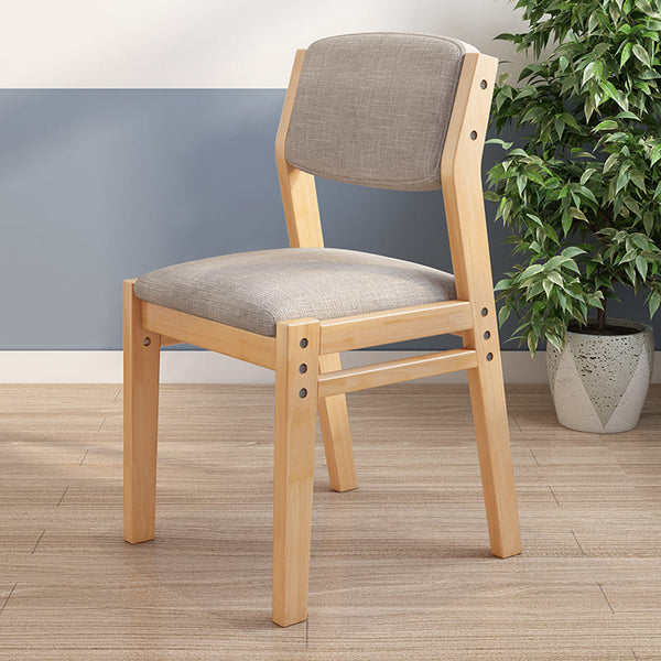 Selee Height-Adjustable Solid Timber Study Chair/ Dining Chair /Rubberwood/Cotton and Linen/Natural