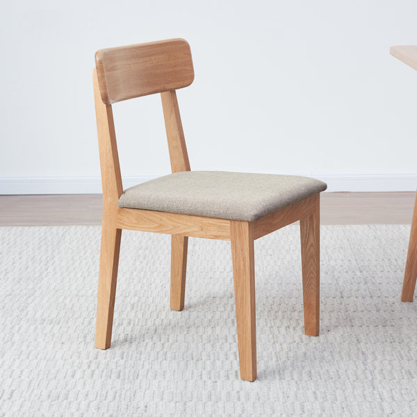 FAS-Graded Solid Timber Curved Back Dining Chair with Fabric Upholstered Seat Cushion