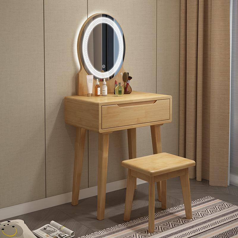 Rubberwood Single Drawer Dressing Table With Illuminated Mirror/Wood B ...