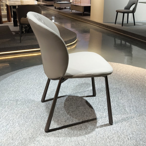 Beige Upholstered Dining Chair with Steel Legs/Scratch-resistant