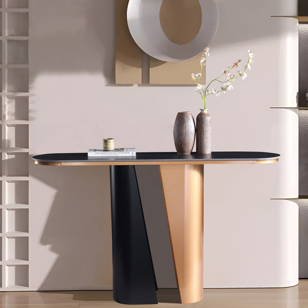 Black Ceramic Top Console Table/Entrance Table/Steel Legs