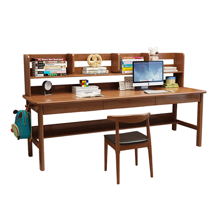 Study Racks Wood Dalenna Solid Wood Study Desk with Book Shelves and Drawers/Rubberwood ...