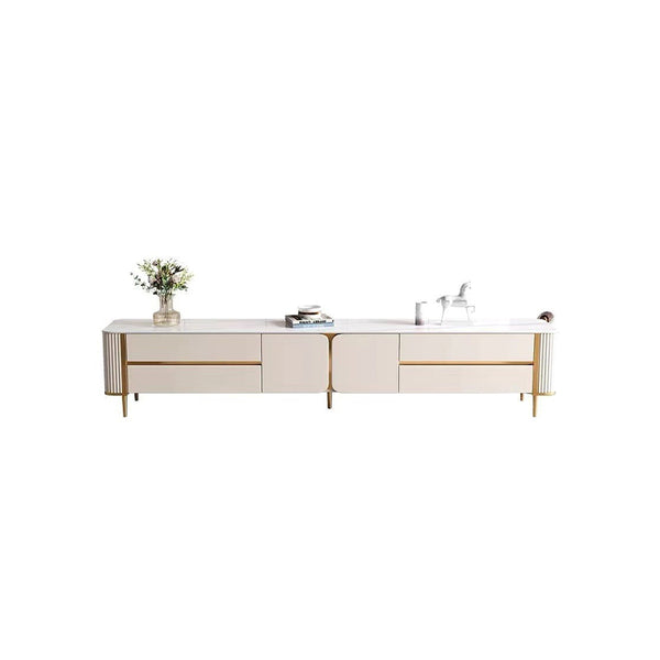 Zoe Ceramic Glossy white Top Entertainment Unit/TV Stand/Ceramic top/ MDF shelves