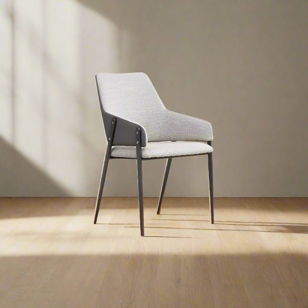 Linen and Leather Dining Chair/Contemporary/Steel Legs