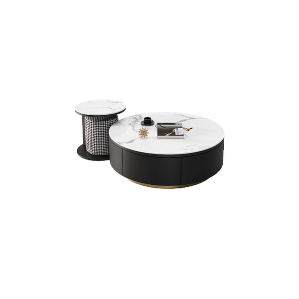 VAVA White Ceramic top with Gold Base Coffee Table Set/Zen/Modern
