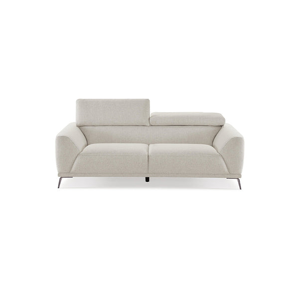 Ares Two Seater Sofa Seashell White/ Linen Upholstery/Plywood Frame/Steel legs