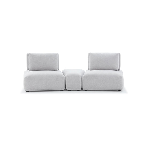 Free Modular Adjustable Back Linen Upholstery Sofa With Ottoman/Light Grey