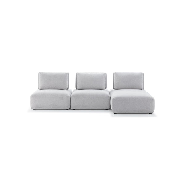 Free Modular Sofa Adjustable Back Linen Upholstery With Chaise/Light Grey