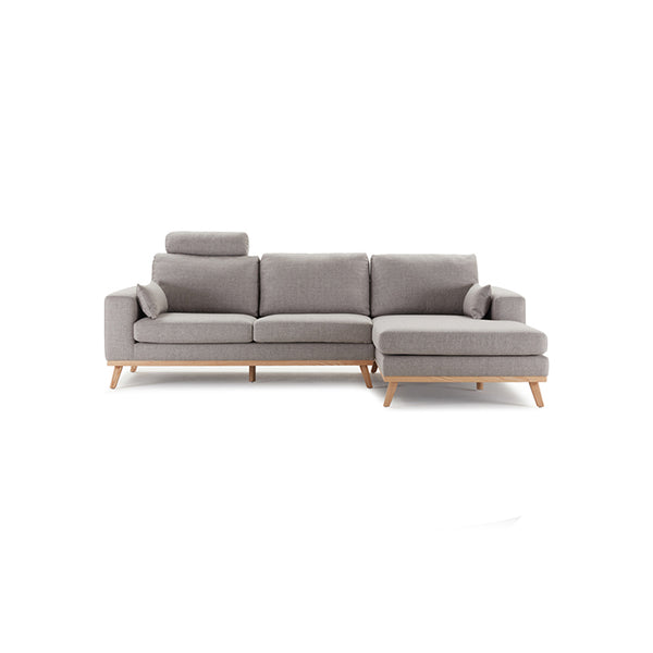 Hofni L Shape Three Seater Sofa/Linen Upholstery/Plywood Frame/Wood Legs/280cm