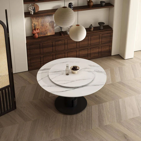 Jessie Ceramic Top Round Dining Table/Lazy Susan