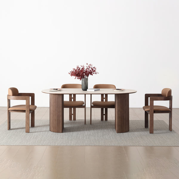 Reitz (set A) Oval Dining Table 180cm with Dining Chair One Set 4 chairs/ 6 chairs