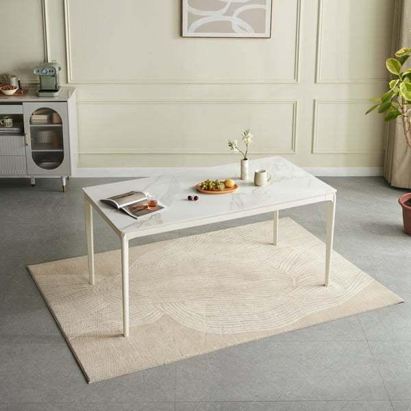 Truax Classic Style White Ceramic Matte-Finish Rectangular Dining Table 140cm/160cm