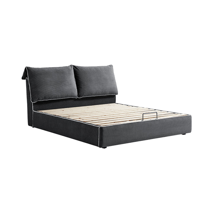Hendrix King Size Corduroy Fabric Bed Frame For Bedroom Dark Grey Colo ...