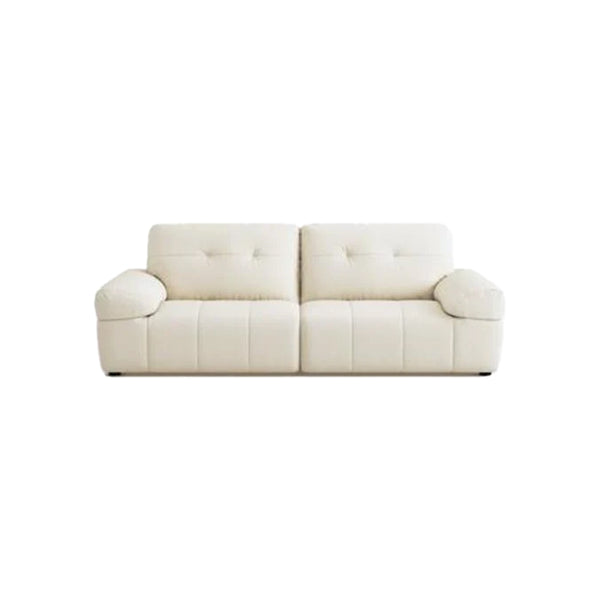 Cream White Tech Leather Upholstery Three Seater Sofa/Detachable Cushions/Floor Couch/240CM