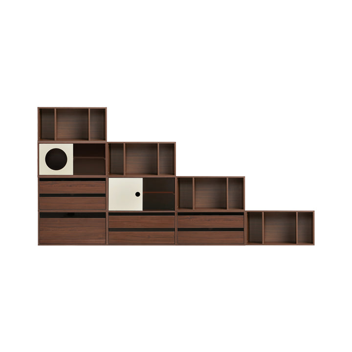 Mario Floor-standing Modular Storage Cabinet Chest Set for Home Walnut ...