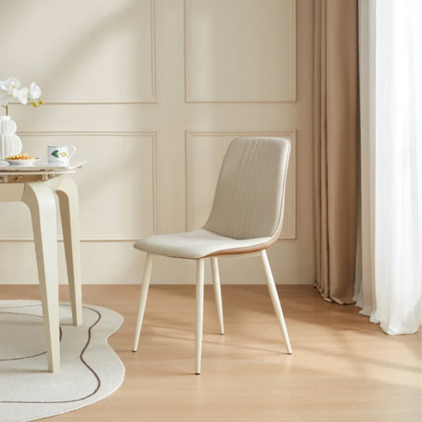 Torron White Metal Frame Dining Chair with PU Leather Upholstery