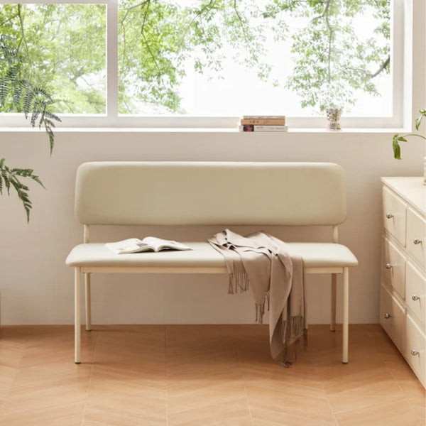 Torron White Metal Leg PU Leather Seat Multi-Purpose Bench