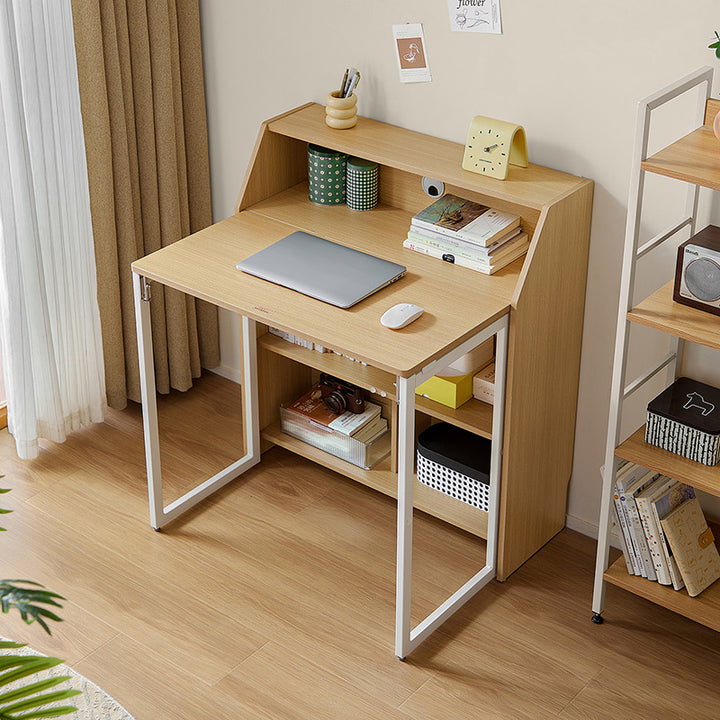 Magnus 83cm Iron Leg Folding Study Desk/Computer Table With Storage ...