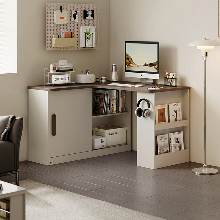 Chad 1.2m/1.4m Single Corner Storage Office Desk/Computer Table Set Wi ...
