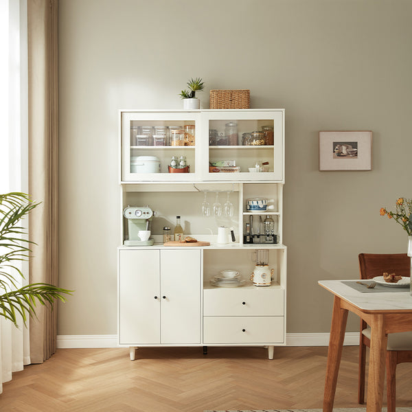 Yves Classic Design Multifunctional Sideboard Buffet/Coffee Station Display Cupboard White