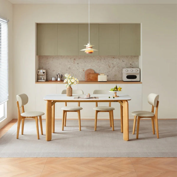 Selby Natural Wood Color Dining Table with Durable Tempered Glass Tabletop/1.4M/1.6M