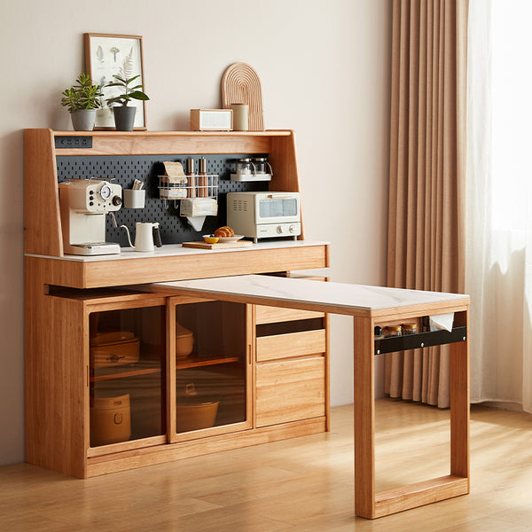 Ezekiel 1.2m Rubberwood Multi-Drawer 2-in-1 Sideboard/Dining Table with Dining Storage Cabinet/Sideboard