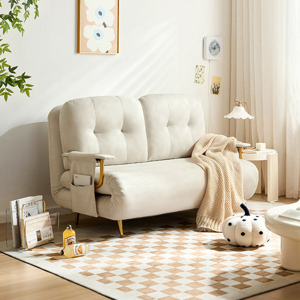 Space Wizard White Pet-Friendly Fabric Sofa Bed with Metal Legs/Folding Sofa