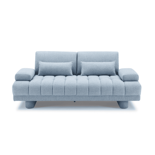 Cate Adjustable Back Upholstery Sofa with Two Pillows/Blue/214cm/238cm