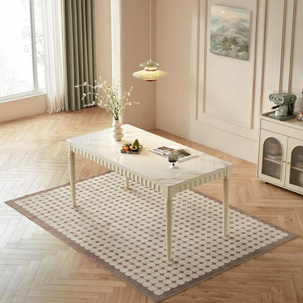 Roylee White Rectangular Dining Table Ceramic Tabletop with Solid Timber Legs/140cm/160cm