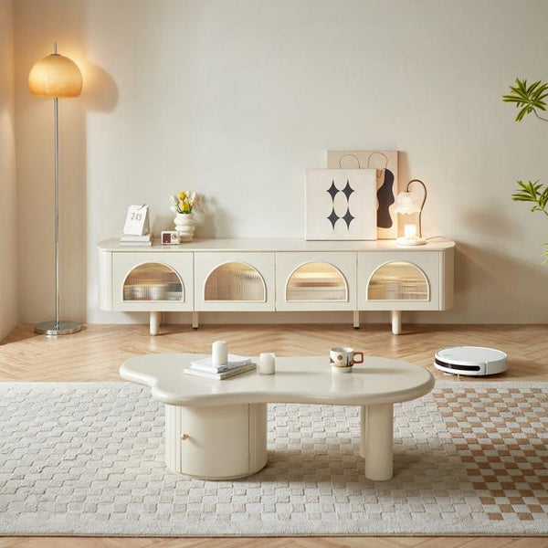 Casper Cream Arched Doors TV Cabinet with Motion Sensor Lighting/TV Stand with Light